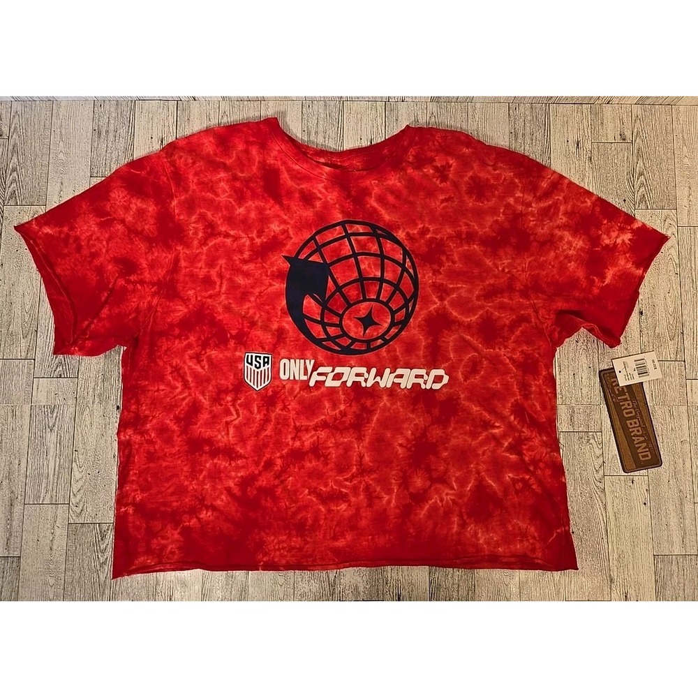 Original Retro Brand T-Shirt XL Womens Red Tie Dye Crop USA Only Forward NEW